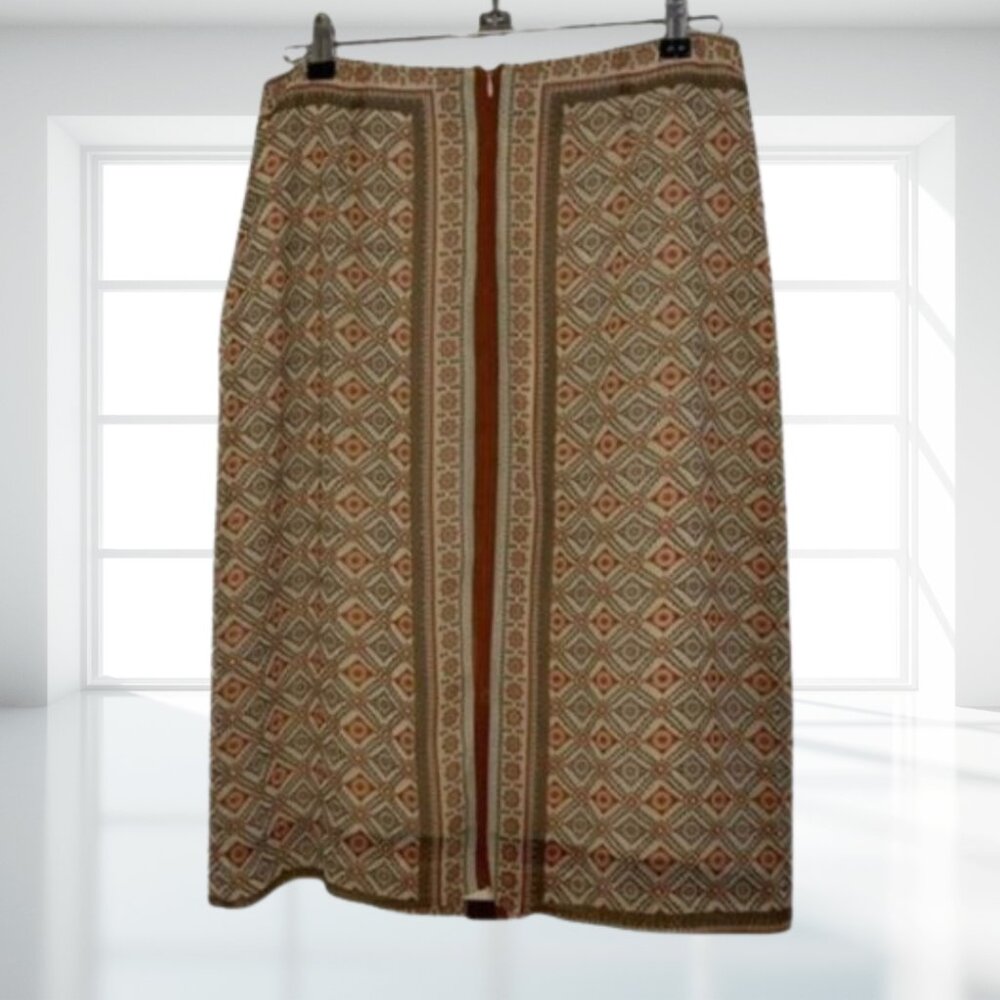 Intriguing Threads Vintage Inspired Geometric Pleated Midi Skirt Size 6 - Picture 6 of 12